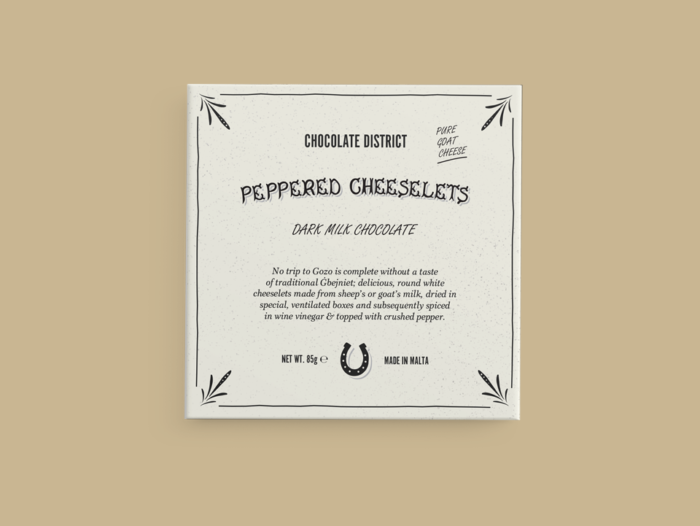 Chocolate District Peppered Cheeselets Dark-Milk Chocolate Bar